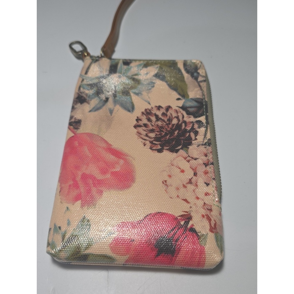 Hobo Coated Canvas & Leather Zipper Wristlet Phone Pouch Botanical Floral Print - Picture 3 of 10
